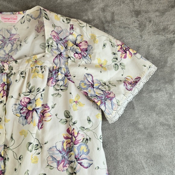 Vintage Carriage Court House Dress White Floral Lace Trim Pocket Cottage Grandma - Picture 6 of 11